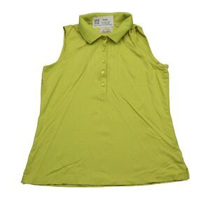 EP Pro Shirt Womens S Yellow Sleeveless Chest Button Side Slit Collared Top